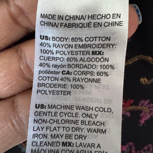 Chicos Sweater Womens S Black Embroidered Floral Bell Sleeve Whimsigoth Cardigan - Picture 5 of 12